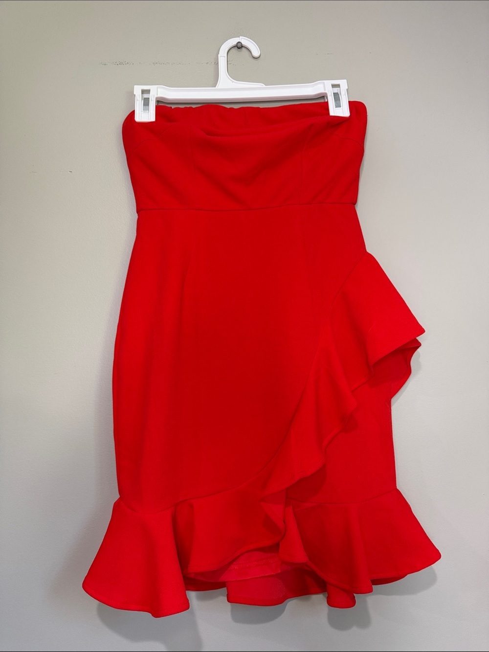 Hello Molly Strapless Red Ruffle Hem Women's Dress US 4